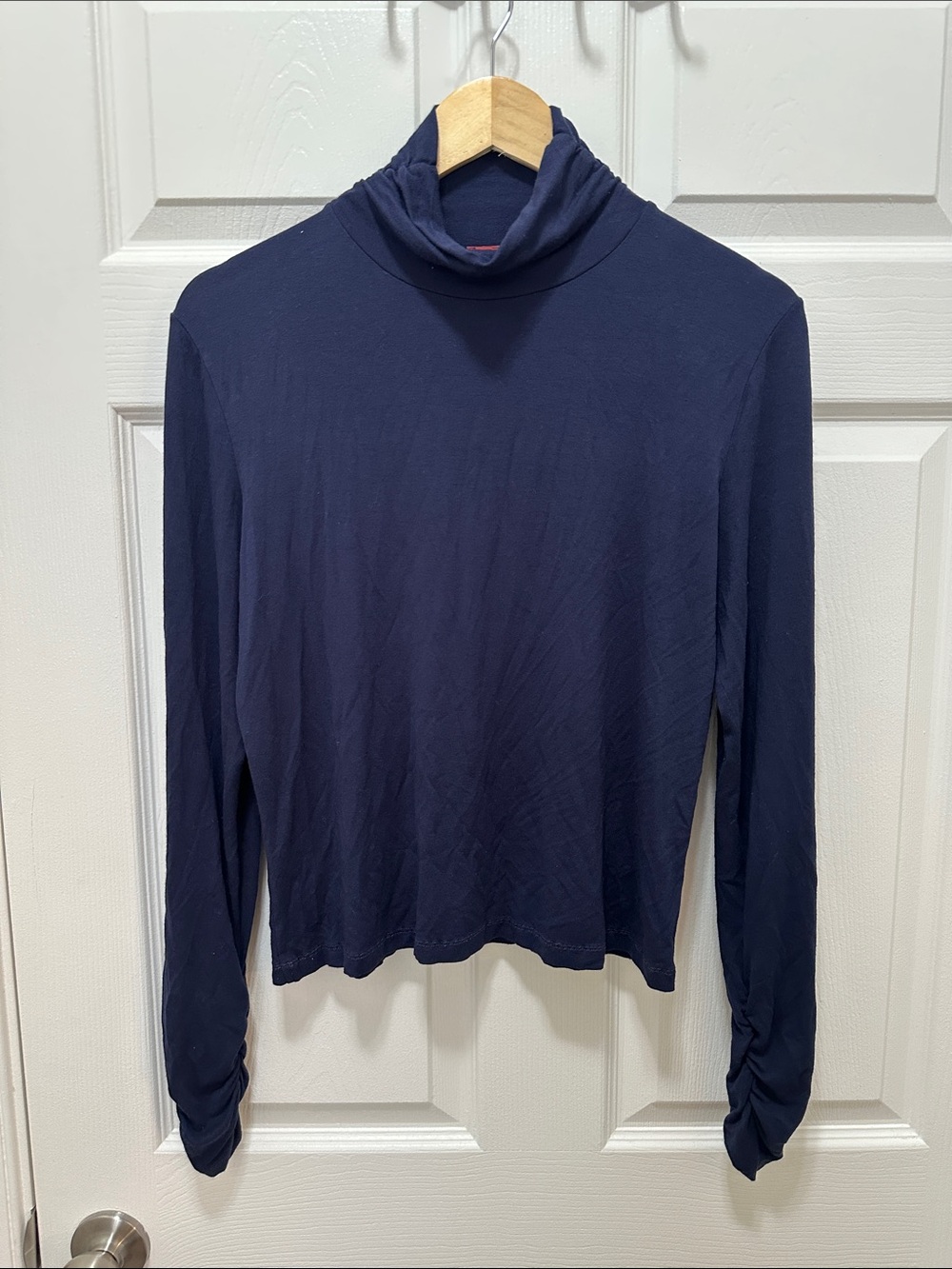 Olsen Navy Long-Sleeve Turtleneck Top